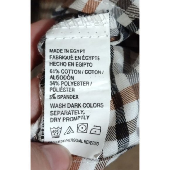 Van Heusen Flex Long‎ Sleeve Brown Plaid Shirt - Picture 5 of 5